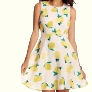 Lemon Print Sleeveless Fit &‎ Flare Sun Dress Size Medium